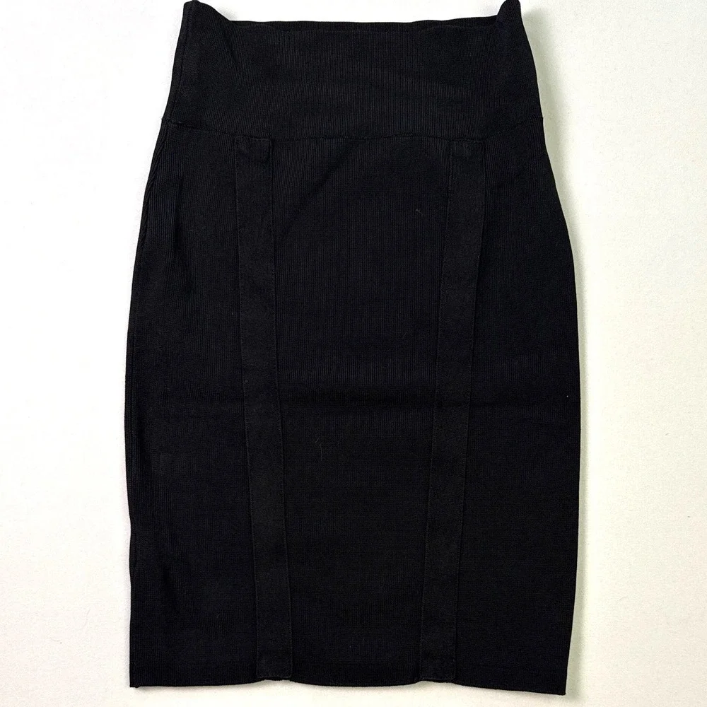 Rock & Republic Black Grommet Bandage Pencil Skirt Gold Eyelet XS High Waist